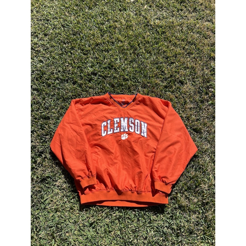 Clemson Tigers Jacket Men Large Orange Pullover Windbreaker Unlined Windshirt A8